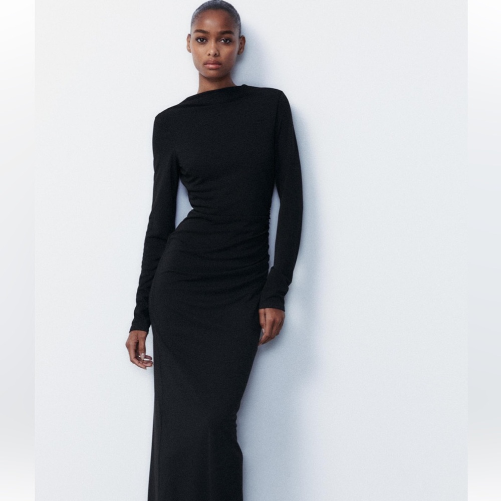 Zara Knit Open Back Black Dress Small